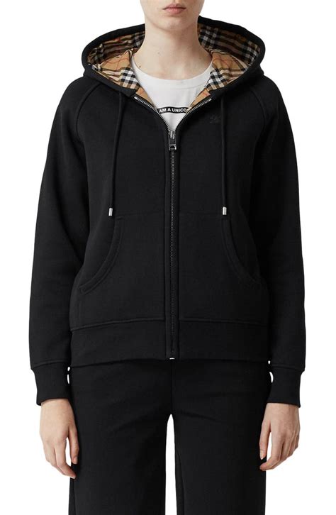 burberry black hoodie womens|burberry black sweatshirt with check.